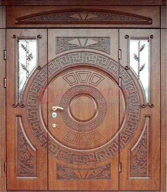 Стальная дверь с виноритом и фрамугами ДВТ-188 в Егорьевске