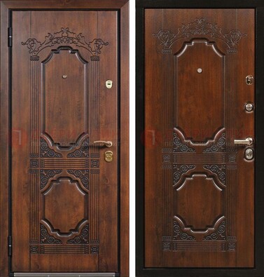 Коричневая железная дверь с виноритом и узором ДВТ-211 в Егорьевске