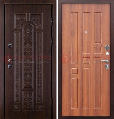 Темная металлическая дверь с виноритом и узором ДВТ-224 в Егорьевске