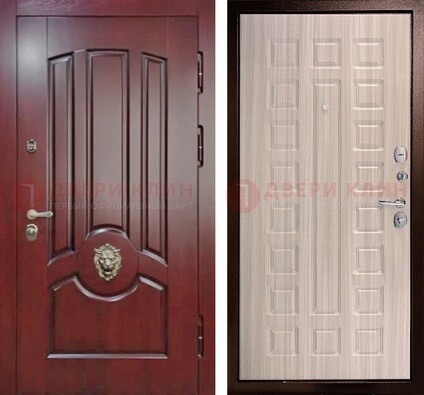 Темно-красная входная дверь с виноритом ДВТ-234 в Егорьевске