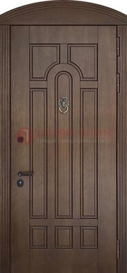 Коричневая стальная дверь с виноритом в форме арки ДВТ-237 в Талдоме