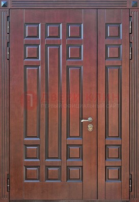 Коричневая полуторная металлическая дверь с виноритом ДВТ-240 в Егорьевске