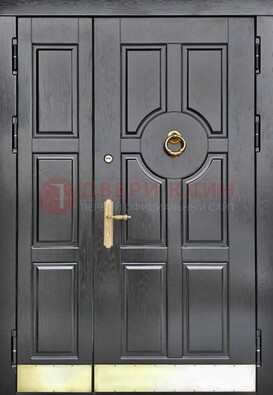 Черная металическая дверь с виноритом для дома ДВТ-241 в Егорьевске
