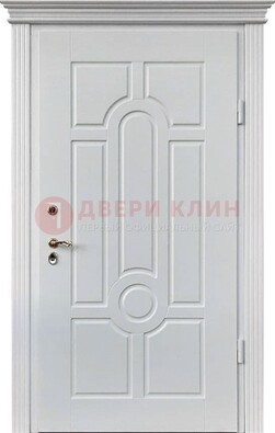 Белая уличная дверь с виноритом для дома ДВТ-247 в Егорьевске