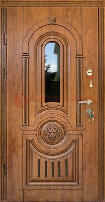 Классическая стальная дверь Винорит со стеклом и узором ДВТ-261 в Шатуре