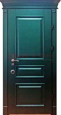 Зеленая входная филенчатая дверь с виноритом ДВТ-62 в Егорьевске