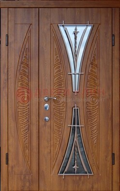 Входная классическая дверь с терморазрывом и коричневым МДФ ДВТ-76 в Егорьевске