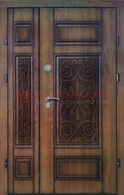 Входная железная дверь с виноритом и резьбой ДВТ-96 в Егорьевске