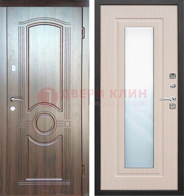 Светло-коричневая дверь c виноритом с узором и филенчатой МДФ ДЗ-120 в Егорьевске