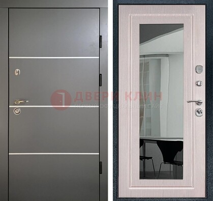 Черная металлическая дверь с зеркалом ДЗ-12 в Егорьевске