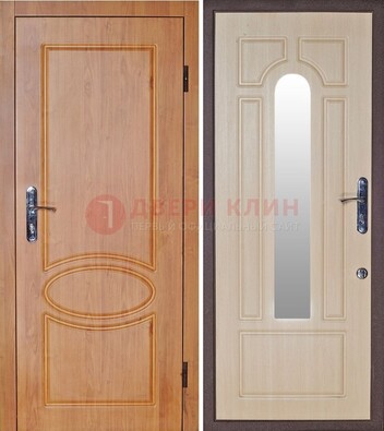 Светлая железная дверь с зеркалом ДЗ-24 в Калуге