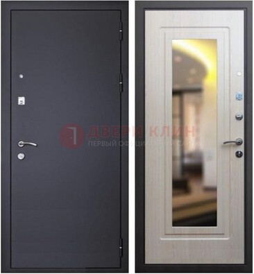 Черная металлическая дверь с зеркалом ДЗ-26 в Егорьевске