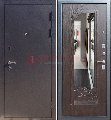 Черная входная дверь с зеркалом МДФ внутри ДЗ-29 в Егорьевске