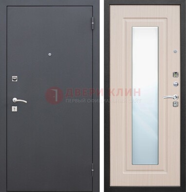 Черная входная дверь с зеркалом МДФ внутри ДЗ-31 в Егорьевске