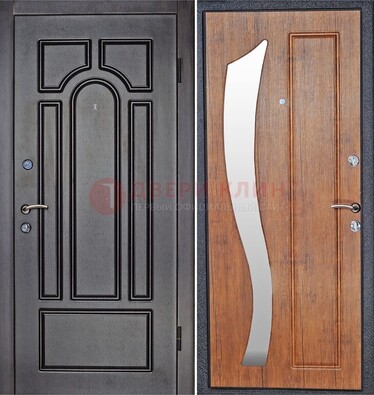 Темная железная дверь с зеркалом ДЗ-35 в Егорьевске