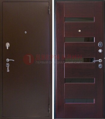 Темная железная дверь с зеркалом ДЗ-42 в Егорьевске