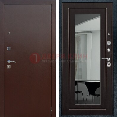 Металлическая дверь с порошковым напылением с МДФ и зеркалом ДЗ-61 в Санкт-Петербурге