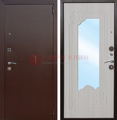 Стальная дверь с порошковым покрытием с резной МДФ и зеркалом ДЗ-66 в Егорьевске