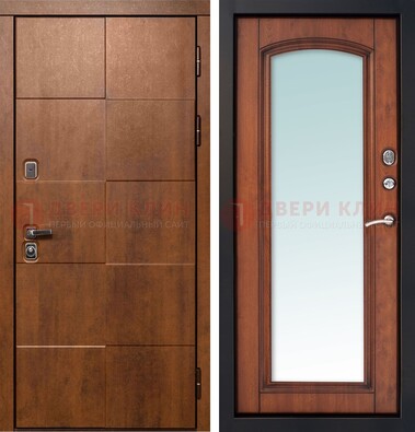 Белая филенчатая дверь с фрезерованной МДФ и зеркалом ДЗ-81 в Санкт-Петербурге