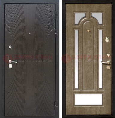 Темная металлическая дверь МДФ с различными зеркальными вставками внутри ДЗ-82 в Егорьевске