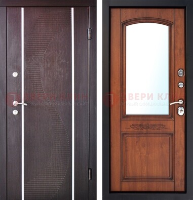 Входная дверь с МДФ и МДФ внутри с зеркалом ДЗ-88 в Егорьевске