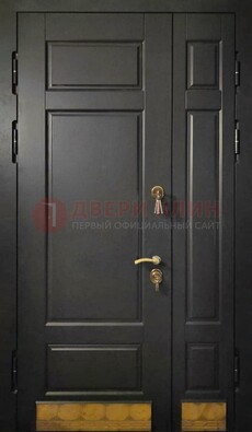 Черная полуторная железная дверь для частного дома ПЛ-2 в Егорьевске